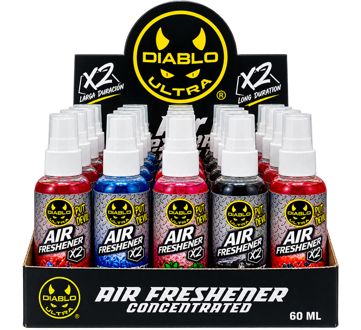 DISPLAY / MOSTRADOR AIR FRESHENER X2 – 25 PIEZAS 60 ML | Diablo Ultra
